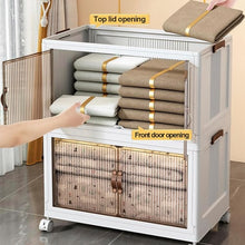 Load image into Gallery viewer, Elegant Upgraded 5 Tier Stackable Storage Shelf XL Collapsible Closet Organizer Transparent Storage Boxes |  Wheels | Home, Kitchen, Bedroom, Closet Etc
