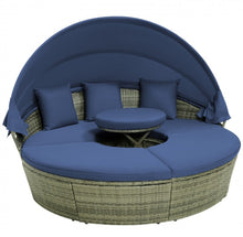 Load image into Gallery viewer, Very Relaxing Upgraded Heavy Duty Outdoor Patio Wicker Round Daybed With Retractable Canopy With Comfortable Upgraded Cushions