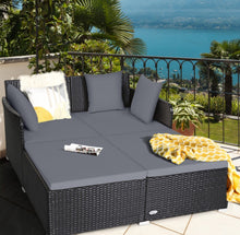 Load image into Gallery viewer, Very Relaxing XXL Spacious Outdoor Rattan Patio Day Bed | Upholstered Extremely Comfortable Cushions, Pillows | Sectional Furniture Set