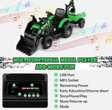 Load image into Gallery viewer, 2025 Heavy Duty 12V Excavator 3-in-1 Ride On Toy 1 Seater With Shovel, Bucket, Trailer, Rubber Tires, Cup Holder, LED Lights, Digging Bucket, Remote