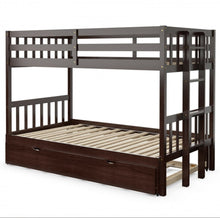 Load image into Gallery viewer, Heavy Duty Modern 4-in-1 Design Twin Pull-Out Bunk Bed With Trundle Wooden Ladder | High Guardrail | Sturdy Bed Board