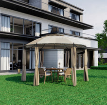 Load image into Gallery viewer, Heavy Duty Elegant 11.5 FT Outdoor Patio Round Dome Gazebo Canopy Shelter With Double Roof | Steel | Premium Polyester | Water Resistant