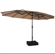 Load image into Gallery viewer, Heavy Duty Outdoor Patio 10-Piece Dining Set With 15 Feet Double-Sided Twin Patio Umbrella, Rustic Acadia Wood, Wicker, Rattan, Very Comfortable