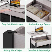 Load image into Gallery viewer, Elegant 2-Way Lift Top Coffee Table, Rustic Wood with Hidden Compartments, 2 Fabric Storage Baskets for Home, Living Room | Heavy Duty (Grey)