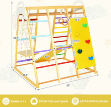 Load image into Gallery viewer, Super Cool Wooden 8-in-1 Kids Jungle Gym Playground | Monkey Bars | Climbing | Ladder | Swing | Rings | Slide | Holds 530lbs | Playground
