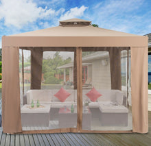 Load image into Gallery viewer, Super Duty Classy 10x10 Ft Patio Canopy Tent Gazebo With Netting | Double Tiered Roofing | Ventilation | Reinforced Steel Weather Resistant