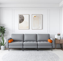 Load image into Gallery viewer, Heavy Duty Elegant & Modern Very Comfortable 3-Seater Sofa Couch With USB Socket Ports, Side Storage Pocket | Beautiful Armrest | Side Bolsters | Thick Cushions