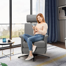 Load image into Gallery viewer, Heavy Duty Relaxing Swivel Comfortable Massage Recliner Single Sofa Chair With Adjustable Headrest | Massage Remote | 8 Massage Modes | Gray
