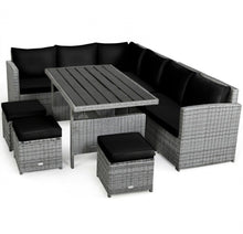 Load image into Gallery viewer, Very Relaxing Heavy Duty 7-Piece Cushiony Outdoor Furniture Wicker Sectional Sofa Patio Set With Dining Table