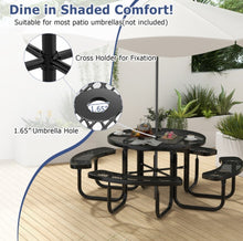 Load image into Gallery viewer, Heavy Duty 8-Person Outdoor Dining Set Picnic Table, 45 Inch Patio Table & Bench | Rust, Water Resistant With Umbrella Hole