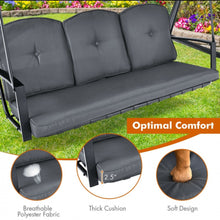 Load image into Gallery viewer, Elegant Outdoor Patio 3-Seater Porch Swing With Adjustable Cushions & Canopy | Spacious Sitting Space | Holds 710lbs | Sun Shade