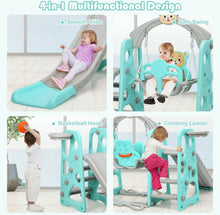 Load image into Gallery viewer, Adorable Cute Toddler Teddy Bear Playground Set With Slide | Swing | Wall Climbing | Ladder | Basketball Net | Indoor | Outdoor