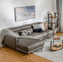 Load image into Gallery viewer, Heavy Duty Elegant Comfortable Leather Air Power Reclining Sectional Sofa Couch With Adjustable Headrests | Electric Recliner | Modern