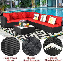 Load image into Gallery viewer, Very Relaxing 7 Piece Patio Furniture Sectional Wicker Sofa Set With Tempered Glass Top