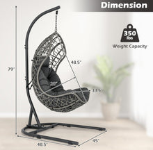 Load image into Gallery viewer, Relaxing Heavy Duty Egg Patio Chair With Stand PE Rattan Swing Hammock Chair With Soft Pillow, Cushion | Holds 350lbs
