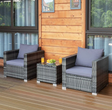 Load image into Gallery viewer, Heavy Duty Elegant Very Comfortable 3 Piece Patio Rattan Furniture Bistro Sofa Couch Set With Thick Cushions