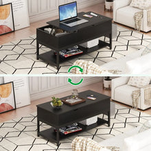 Load image into Gallery viewer, Elegant Lift Top Coffee Table with Storage Drawer, Hidden Compartment, Side Pouch for Home, Living Room | Heavy Duty (Black)