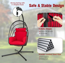 Load image into Gallery viewer, 2025 Hanging Super Duty Foldable Egg Swing Patio Chair With Stand & Cushion Pillow | Swing Hammock | Holds 265lbs | Indoor / Outdoors