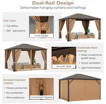 Load image into Gallery viewer, Super Duty Elegant Patio Outdoor Hardtop Gazebo Canopy With Galvanized Steel Top & Netting 12x10ft | 8.5ft High | All Season | Brown
