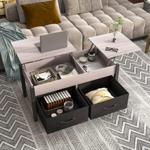 Load image into Gallery viewer, Elegant 2-Way Lift Top Coffee Table, Rustic Wood with Hidden Compartments, 2 Fabric Storage Baskets for Home, Living Room | Heavy Duty (Grey)