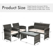 Load image into Gallery viewer, Super Elegant 4 Piece Heavy Duty Rattan Patio Furniture Set With Glass Table | Love-seat | Very Comfortable | Thickened Cushions