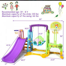 Load image into Gallery viewer, Super Fun 6-in-1 Playground Set | Basketball | Slide | Swing | Soccer | Ring Toss