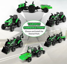 Load image into Gallery viewer, 2025 Heavy Duty 12V Excavator 3-in-1 Ride On Toy 1 Seater With Shovel, Bucket, Trailer, Rubber Tires, Cup Holder, LED Lights, Digging Bucket, Remote