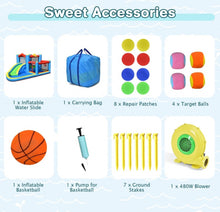 Load image into Gallery viewer, Super Cool Indoor Or Outdoor Inflatable Water Slide Jump Bouncy Castle With Powerful 480W Blower | Easy Set Up / Take Down | High Quality | Carrying Bag