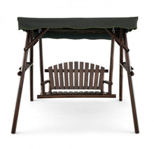 Load image into Gallery viewer, Heavy Duty Natural Fir Wood 2-Person Patio Outdoor Porch Swing  | Adjustable Canopy | Holds 530lbs | Waterproof | Fade Resistant | Side Table