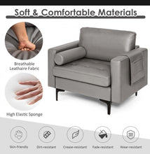 Load image into Gallery viewer, Elegant Modern Accent Chair Couch With Bolster And Side Storage Pocket | Thick Cushions | Heavy Duty Holds 660lbs | Suede Or Leather Or Lint Fabric