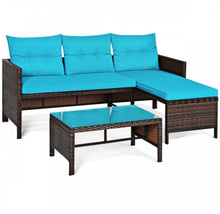 Load image into Gallery viewer, Super Duty Comfortable 3 Piece Outdoor Patio Corner Rattan Sofa Couch Set | Easy To Clean | Water Resistant