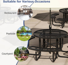 Load image into Gallery viewer, Heavy Duty 8-Person Outdoor Dining Set Picnic Table, 45 Inch Patio Table & Bench | Rust, Water Resistant With Umbrella Hole