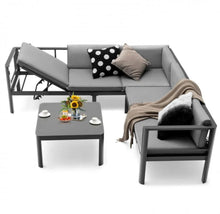Load image into Gallery viewer, Heavy Duty Comfortable Modern 3-Piece Aluminum Patio Furniture Set With 6-Level Adjustable Backrest, Rustproof, Indoor, Outdoor