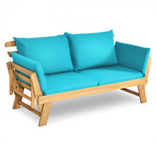 Load image into Gallery viewer, Very Relaxing 3 Adjustable Positions Outdoor Patio, Indoor Convertible Heavy Duty Sofa Couch With Thick Cushions | Acacia Wood