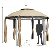 Load image into Gallery viewer, Heavy Duty Elegant 11.5 FT Outdoor Patio Round Dome Gazebo Canopy Shelter With Double Roof | Steel | Premium Polyester | Water Resistant