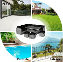 Load image into Gallery viewer, Very Relaxing Heavy Duty 7-Piece Cushiony Outdoor Furniture Wicker Sectional Sofa Patio Set With Dining Table