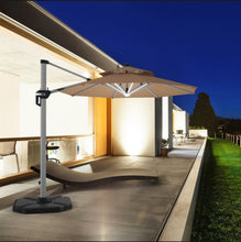 Load image into Gallery viewer, Heavy Duty Aluminum Solar Power LED Light Patio Cantilever Umbrella 10Ft Without Weight Base