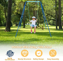Load image into Gallery viewer, Super Fun Heavy Duty Outdoor Kids Swing Set | Strong Frame | Ground Stakes | Easy Assembly | Holds 110lbs | Great For Any Playground