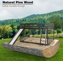 Load image into Gallery viewer, Very Elegant Heavy Duty Natural Pine Wood Twin Over Twin Bunk Bed Wooden Low Bed With Side Ladder For Children | Cool Slide