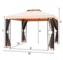 Load image into Gallery viewer, Very Elegant 10x10ft 2-Tier Vented Metal Gazebo Canopy With Mosquito Netting For Patio | Heavy Duty | Dual Roof