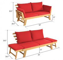Load image into Gallery viewer, Very Relaxing 3 Adjustable Positions Outdoor Patio, Indoor Convertible Heavy Duty Sofa Couch With Thick Cushions | Acacia Wood