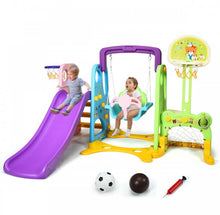 Load image into Gallery viewer, Super Fun 6-in-1 Playground Set | Basketball | Slide | Swing | Soccer | Ring Toss