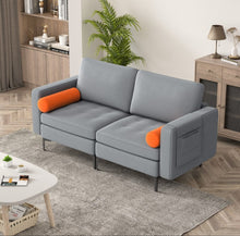 Load image into Gallery viewer, Heavy Duty Very Comfortable 2 Seater Modern Love-seat Sofa Couch With 2 Bolsters, Side Storage Pocket | Holds 1320lbs | Thick Cushions