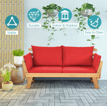 Load image into Gallery viewer, Very Relaxing 3 Adjustable Positions Outdoor Patio, Indoor Convertible Heavy Duty Sofa Couch With Thick Cushions | Acacia Wood