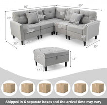 Load image into Gallery viewer, Gorgeous Heavy Duty Relaxing L-Shaped Sectional Corner Sofa Couch Set With Storage Ottoman | Wide Armrest | Thick Cushions | Tufted Design