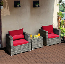 Load image into Gallery viewer, Heavy Duty Elegant Very Comfortable 3 Piece Patio Rattan Furniture Bistro Sofa Couch Set With Thick Cushions