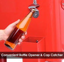 Load image into Gallery viewer, Heavy Duty Cool Red Portable Patio Cooler Cart With Side Bottle Opener, Cap Catcher| 80QT | BBQ | Camping | Gatherings | Drain Plug | Wheels
