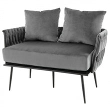 Load image into Gallery viewer, Heavy Duty Elegant Modern Love Seat Sofa Couch Upholstered Dutch Velvet Sofa Couch | Thick Cushion | 2 Comfy Pillows | Holds 350lbs