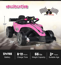 Load image into Gallery viewer, 2025 New 12V Formula 1 Style Racing Ride On Car 1 Seater Upgraded | Lights | Horn | Music | USB Ready | Rear Shocks | Big Seat | Seatbelt | Remote