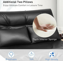 Load image into Gallery viewer, Heavy Duty Modern Foldable PU Leather Leisure Floor Comfortable Sofa Bed With 2 Thick Comfy Pillows | 3-in-1 Design | 5 Adjustable Positions